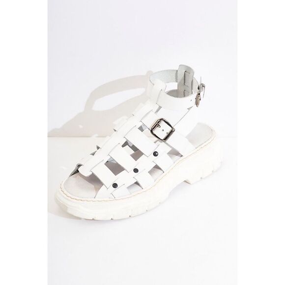 Free People Gia Gladiator Leather Chunky Platform Sandals White $198 37 38 39 41 - Picture 4 of 13